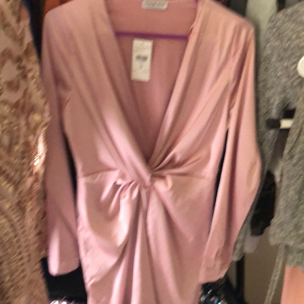 Silk wrap around dress...pearly pink